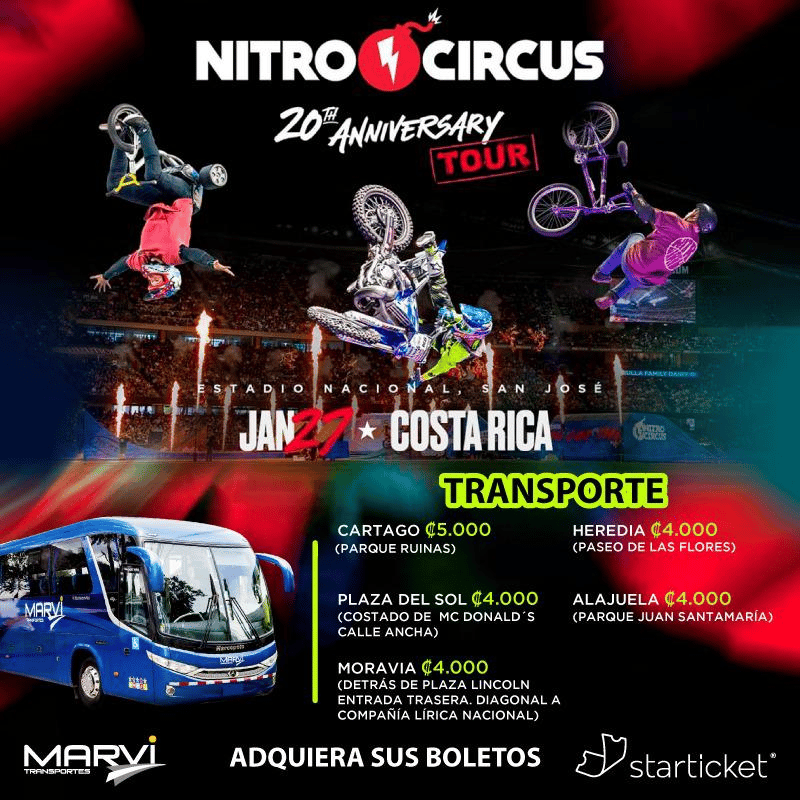 TRANSPORTE NITRO CIRCUS • 27 ENE • 07 PM • Comprar boletos Starticket