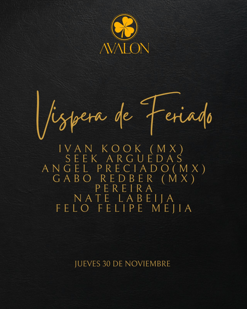 Avalon La Cali - Jueves 30 Nov - Vispera De Feriado